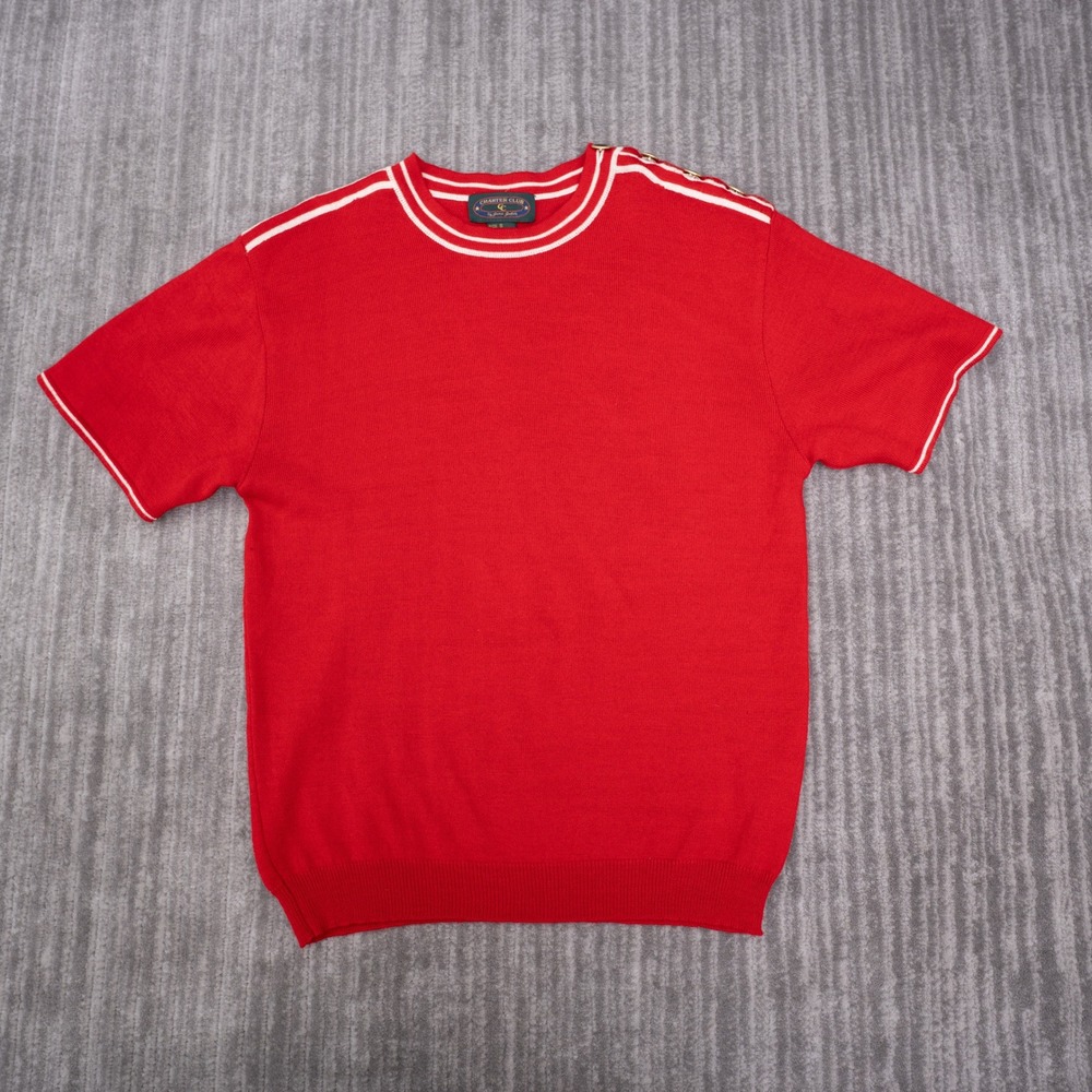 Charter Club Sweater Top Womens Small Red Excellent Lambswool Short Sleeve Top